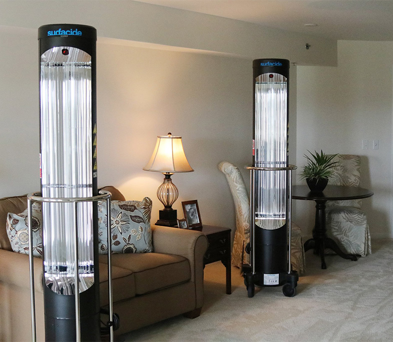 UV-C disinfection system in a home