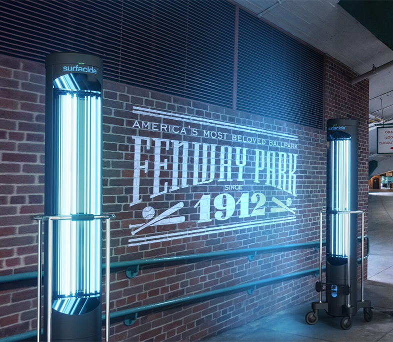 Fenway Park logo lit up by a Helios system