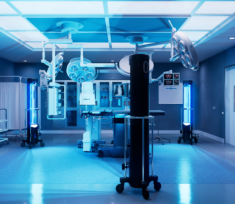 Helios UV-C working in an operating room