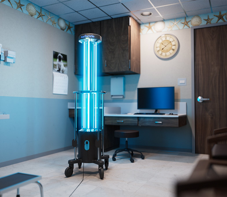 Disinfection system working in a doctor's office